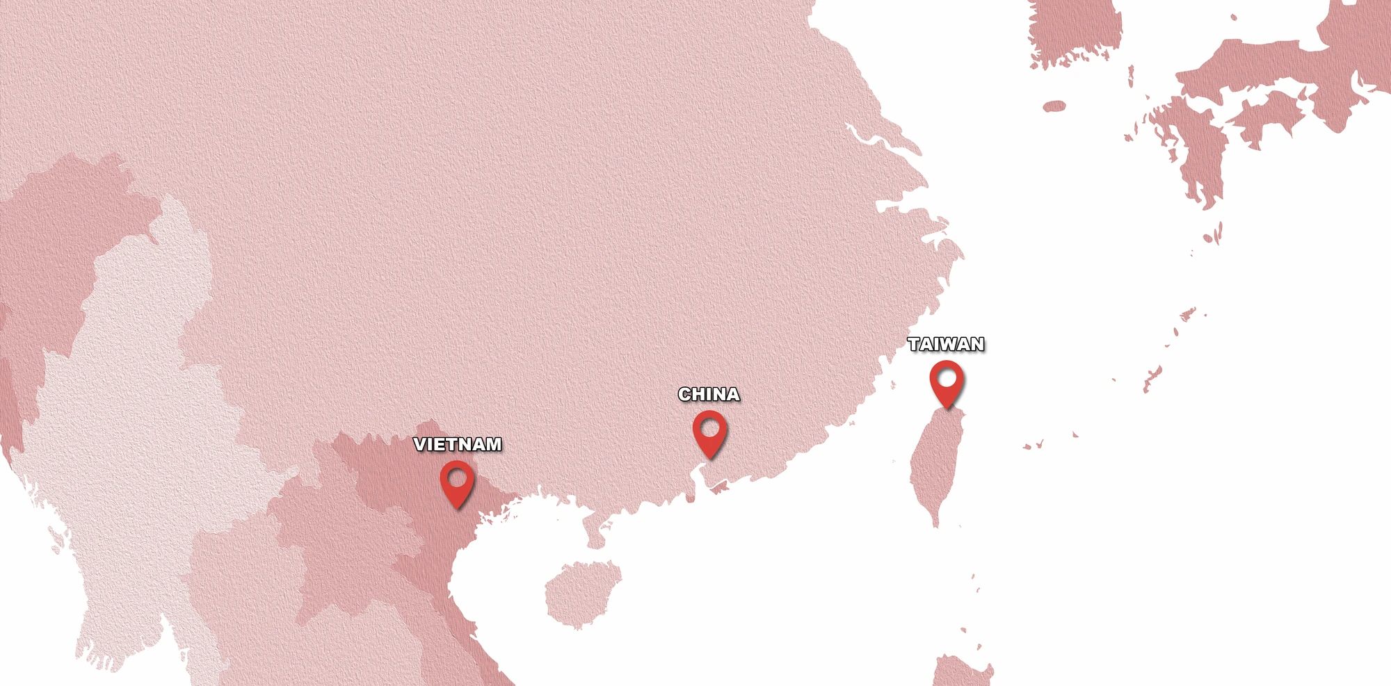 Map of COMART operations in Taiwan, China and Vietnam
